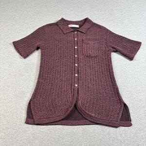 Free People Beach Sweater Women XS Purple Cardigan Shirt Boho Coastal Long Line